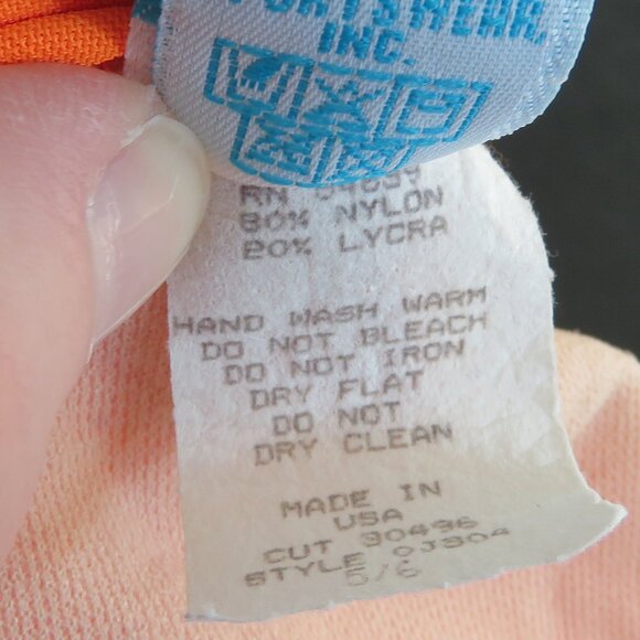 VINTAGE GOTCHA 90s Neon Orange Aztec Embroidered Open Back Swimsuit - Size S - Picture 13 of 15